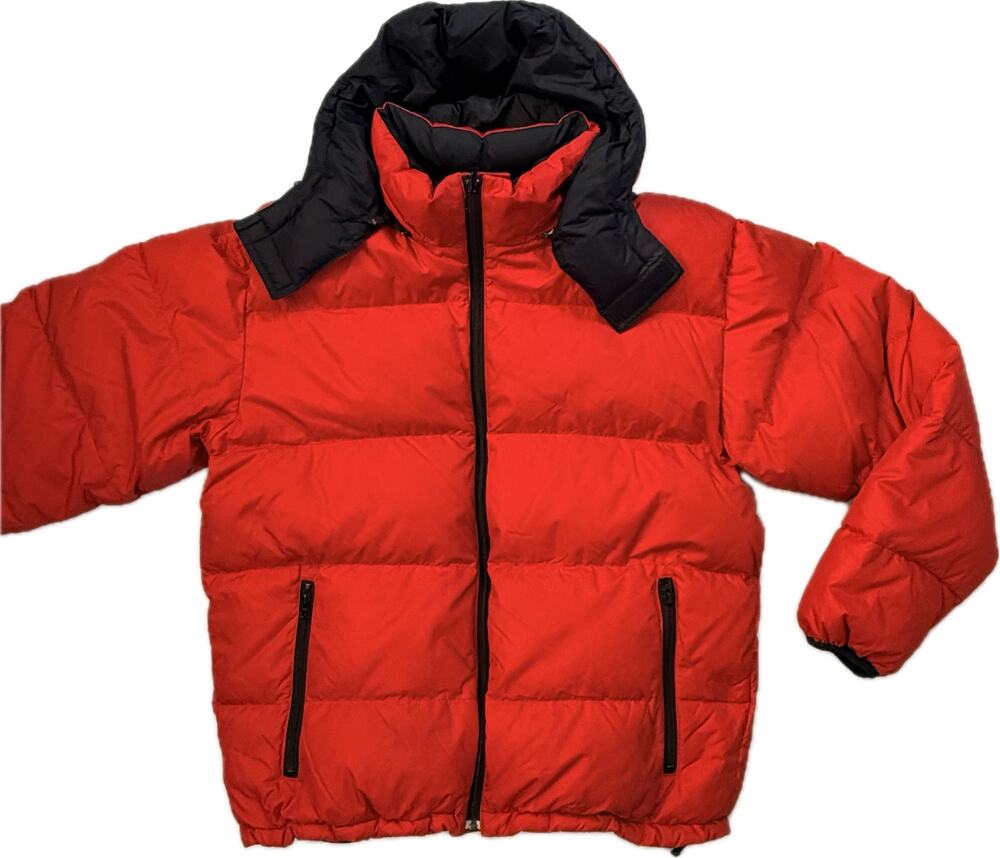 LANDS’ END Heavyweight Down Jacket Sz LG 42-44 Hooded Reversible Red To Blue
